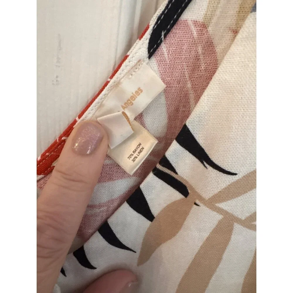 Monteau Floral Tropical Linen Blend Sleeveless Blouse Size Large - Picture 3 of 6